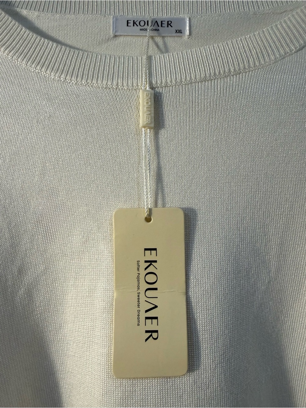 Ekouaer NWT 2X White Cream Knit Lounge Set Wide Leg Pants Matching 2 Piece - Picture 5 of 9